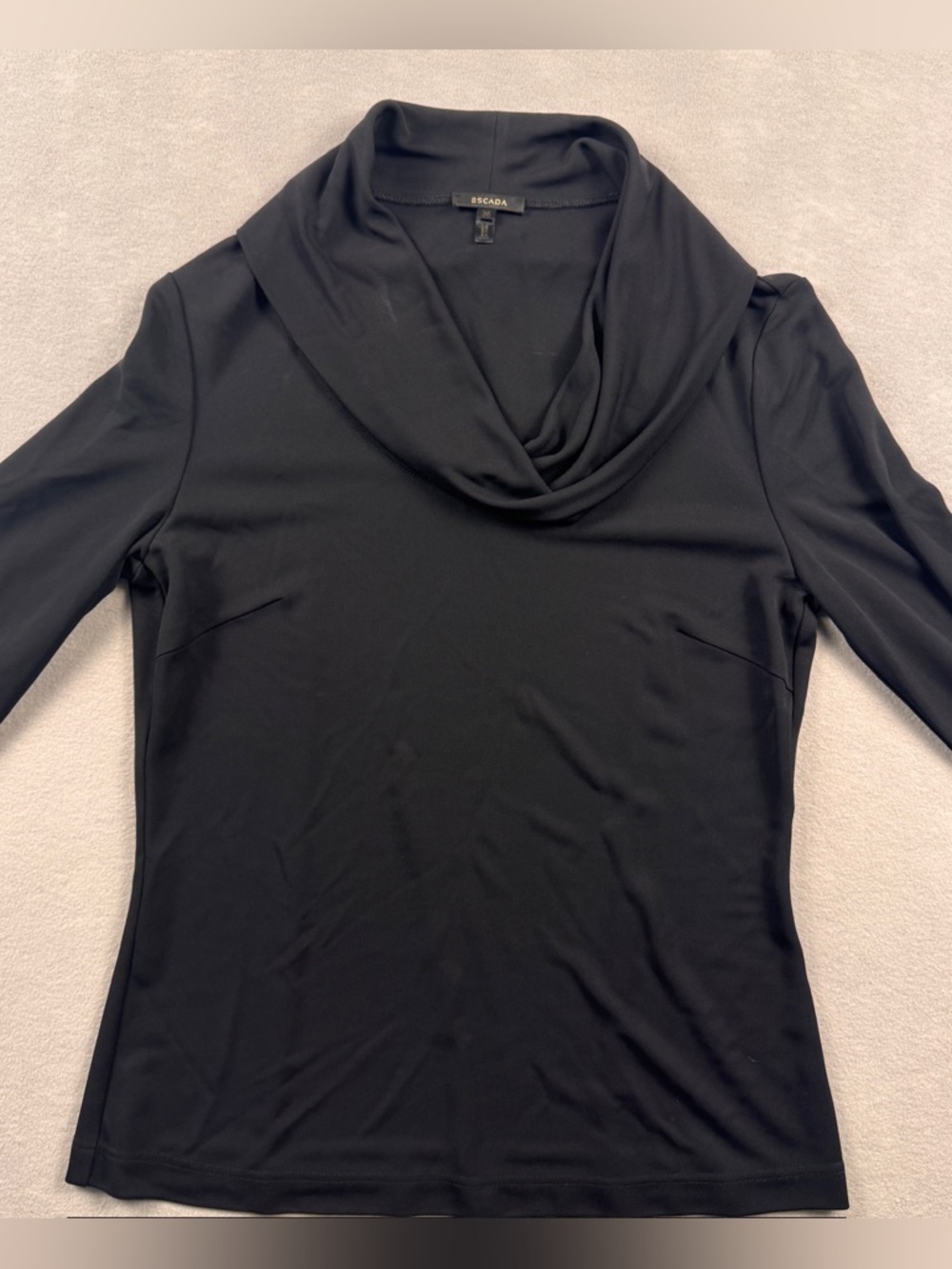 ESCADA BLACK SILK COWL NECK LONG SLEEVE TOP BLOUSE SIZE 36 SMALL ELEGANT